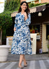 Designer White and Blue Dress